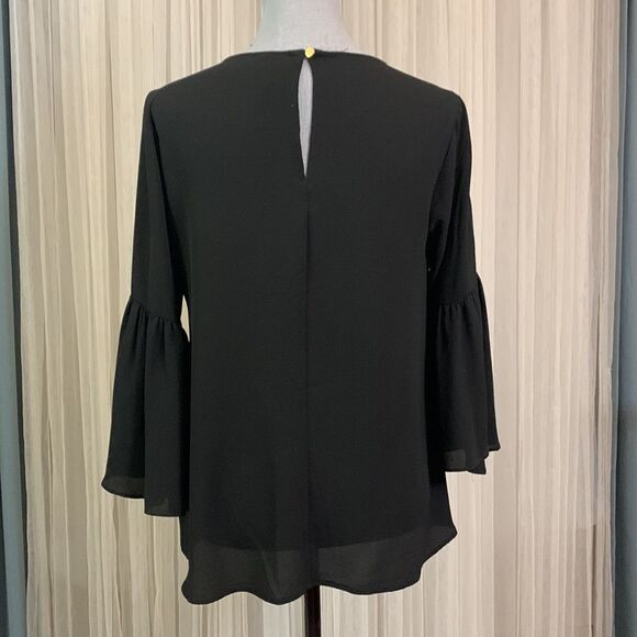 BOBEAU Blouse pullover keyhole back closure 3/4 sleeves with ruching women’s S - Picture 3 of 12